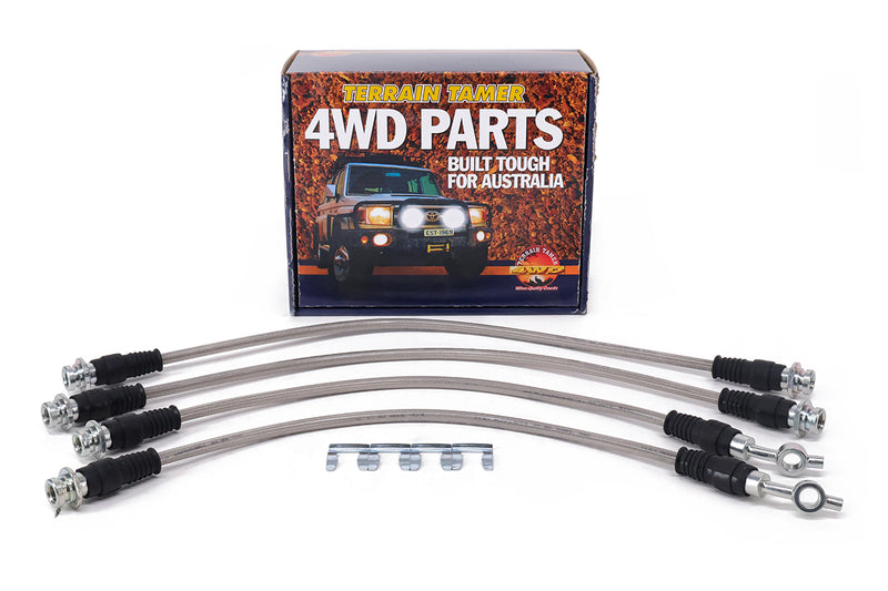 BRAIDED BRAKE HOSE KIT SUITABLE FOR 0-50MM RAISED VEHICLES