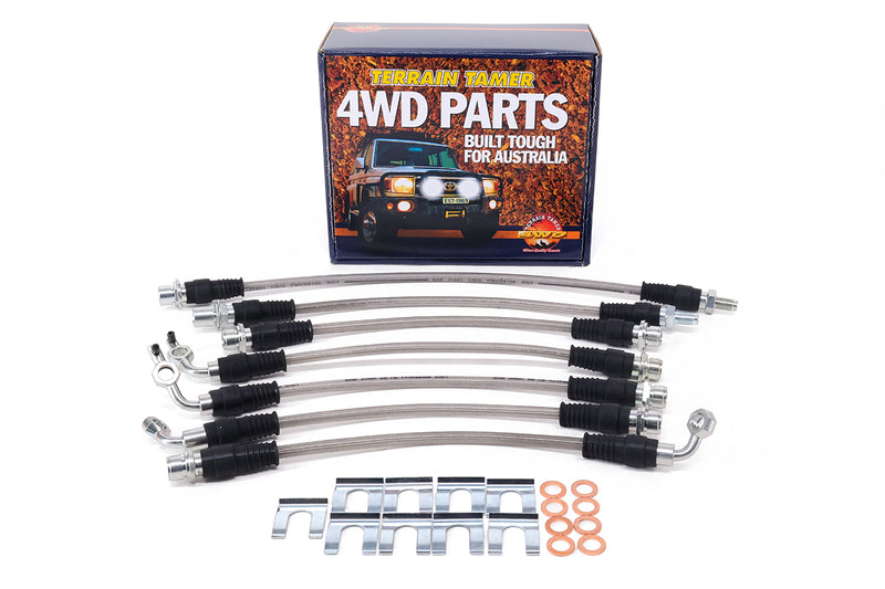 BRAIDED BRAKE HOSE KIT REAR DISC BRAKE SUITABLE FOR RAISED SUSP