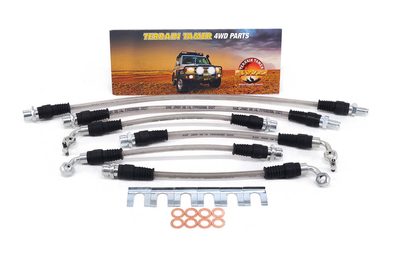 BRAIDED BRAKE HOSE KIT SUITABLE FOR 2" RAISED SUSPENSION