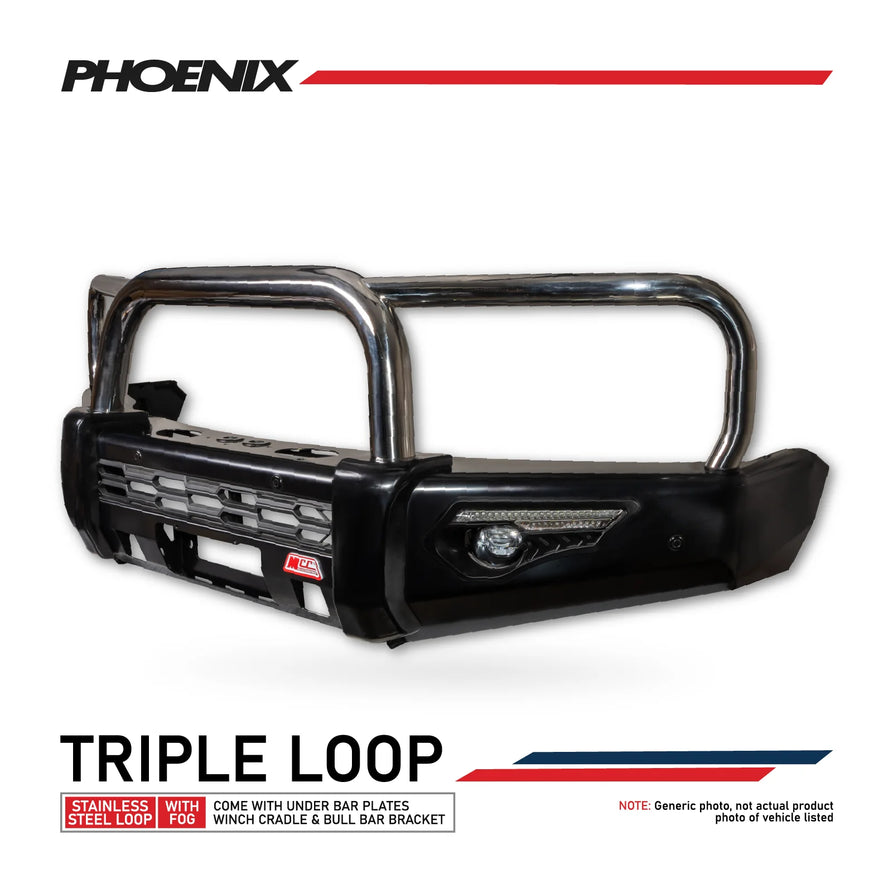 Triton MV 2024-On 808-01 Phoenix Bull Bar Triple Stainless Loops Package