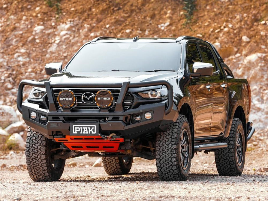 PIAK Genesis 4x4 Front Winch Loop Bull Bar with Black Recovery Points & Orange Bash Plate for Mazda BT-50 2020+