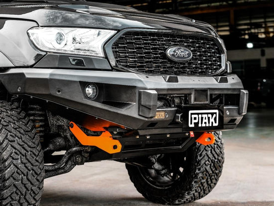 PIAK Elite Non Loop Bull Bar Orange Recovery Points Black Bash Plate ...