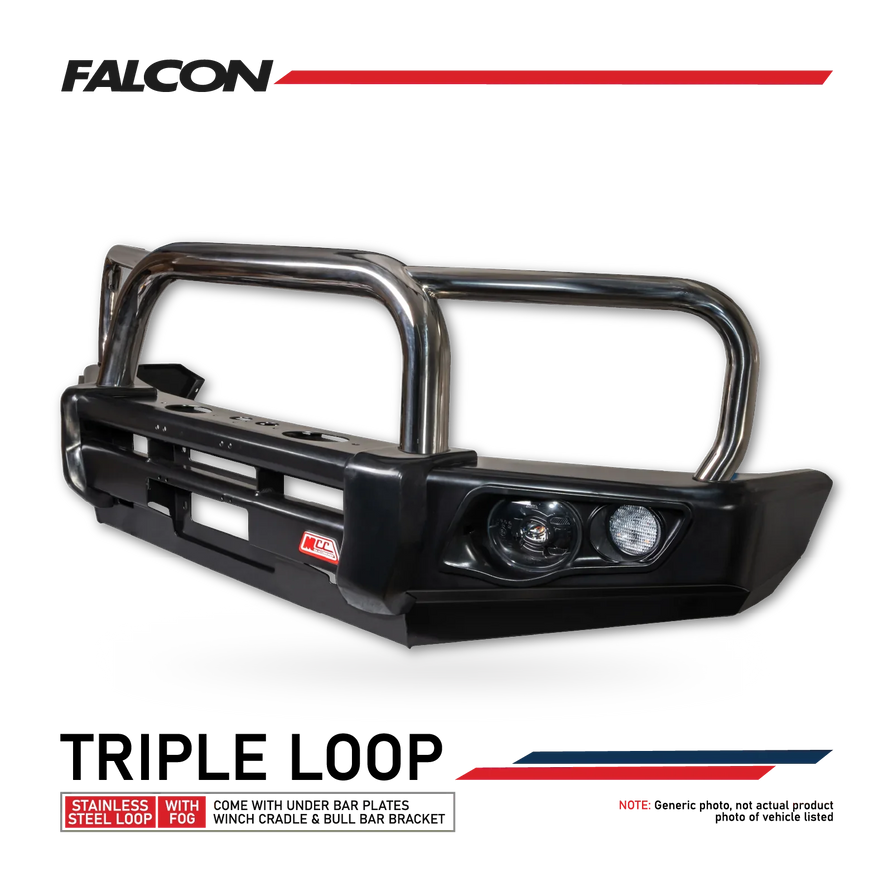 BT50 2025-On Facelift 707-01 Falcon Bull Bar Triple Stainless Loops Package (No Foglight)