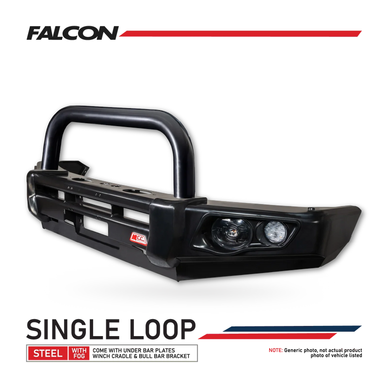 Hilux 2026-On (9th Gen) 707-01 Falcon Bull Bar Single Black Loops Package (LED Foglight)