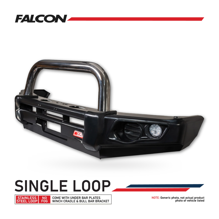 Prado 120 2002-2009 707-01 Falcon Bull Bar Single Black Loop Package (No Foglight) - SKU MCC-01010-701SBL