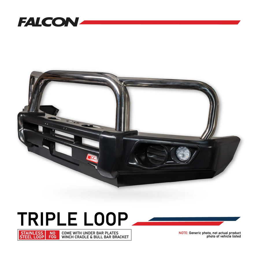 Great Wall Cannon 2025-On Facelift 2025-On 707-01 Falcon Bull Bar Triple Stainless Loops Package (No Foglight)