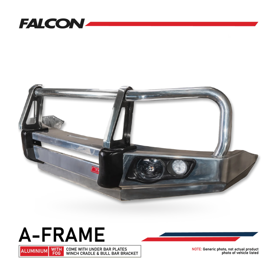 Prado 150 facelift 2017-Current 707-02A Alloy Falcon Bull Bar Black A-Frame Package (LED Foglight) - SKU MCC-01020-702AW
