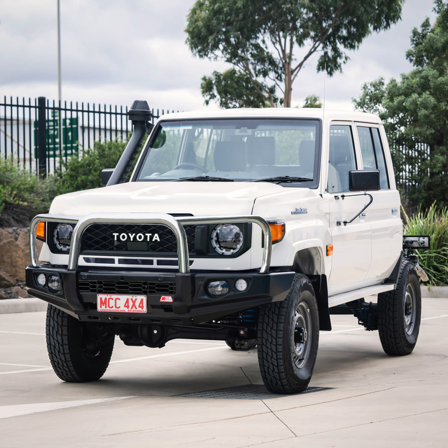 Land Cruiser 70 Series Single Cab 2024-On 707-01 Falcon Bull Bar Triple Stainless Loops Package (LED Foglight)