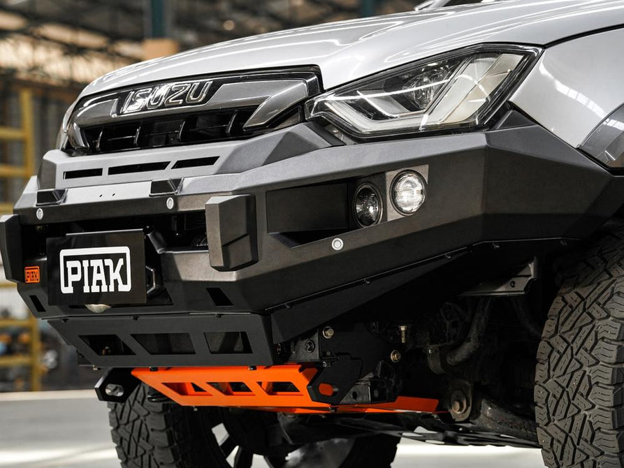 PIAK Elite Non Loop Bull Bar Black Recovery Points Orange Bash Plate for Isuzu D-Max 2020 to 2023