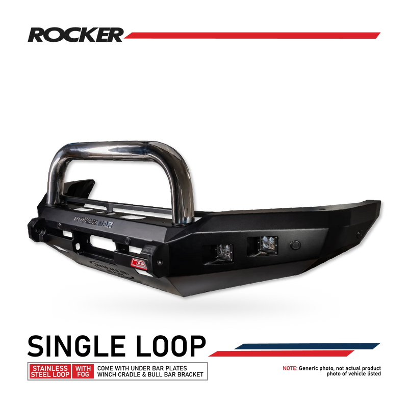 Prado 150 facelift 2017-Current 078-01SQSSL Rocker Bull Bar Single Stainless Loop Package - SKU MCC-01020-7801SQSSL