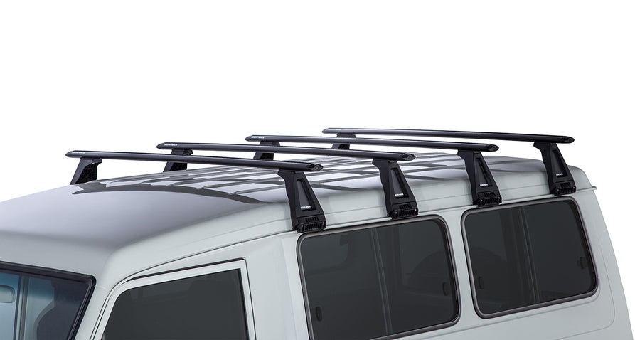 Rhino-Rack Vortex RL210 Black 4 Bar Roof Rack for Toyota LandCruiser 78 Series 4WD Troop Carrier