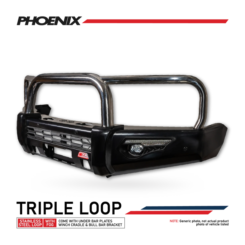 Prado 150 facelift 2017-Current 808-01 Phoenix Bull Bar Triple Stainless Loops Package - SKU MCC-01020-801