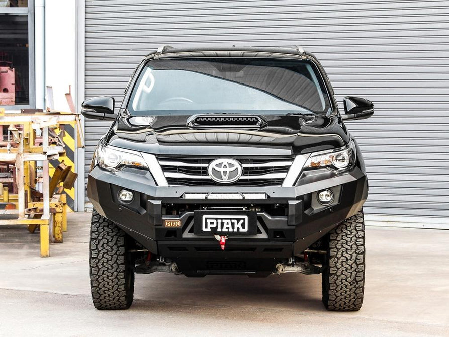 PIAK Elite Non Loop Bull Bar Black Recovery Points Bash Plate for Toyota Fortuner 2015 to 2018