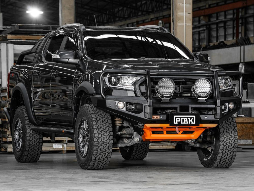 PIAK Elite 3-Loop Bull Bar for Ford Ranger (2015-2018) | Black Recovery & Orange Bash Plate