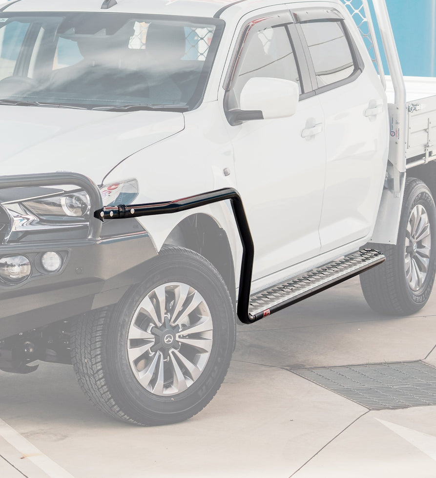 JAC T9 2025-On 039TWBSR808 Twisted Side Step and Rail Package (Chrome Step Plate) (60mm Bull Bar) - SKU MCC-17001-039TWBSR808