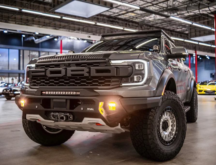 Aluminum Front Bar - Ford Ranger Raptor Next Gen 2022-On, includes RIVAL LED FOG lights (Set of 2)