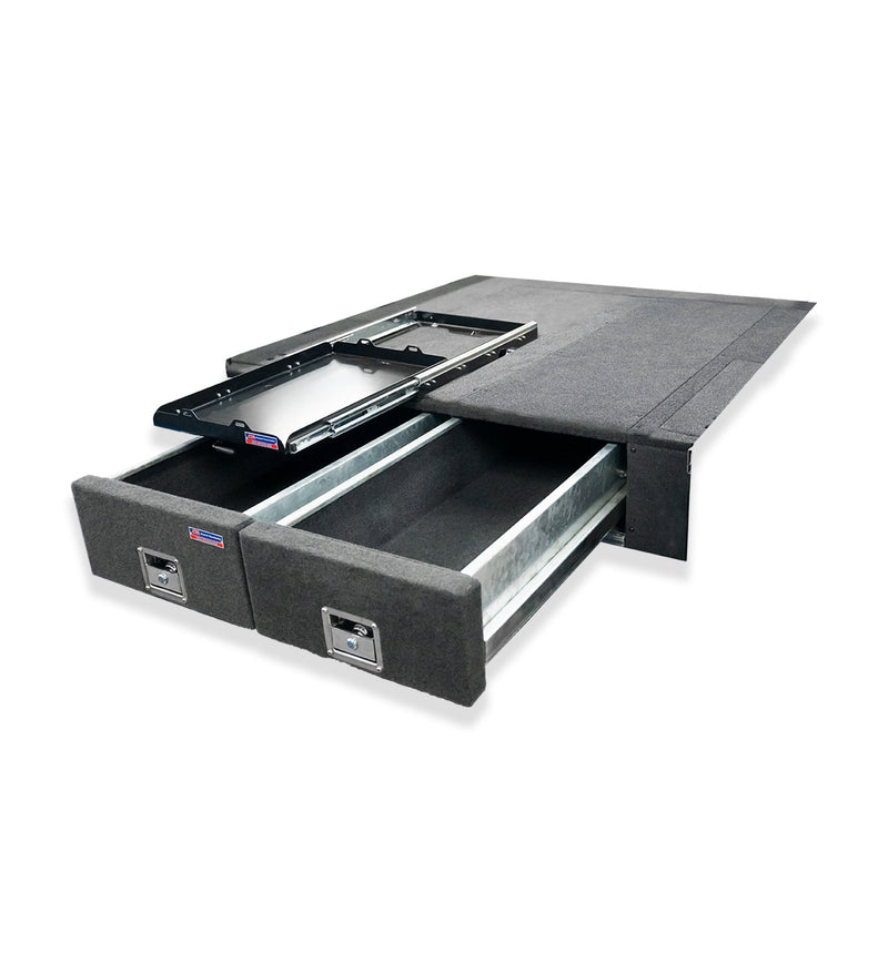 Challenger PB PC 2008-2016 4402 Galvanised Steel Carpet Dual Drawer System with Small Fridge Slide Package - SKU MCC-02009-4402S