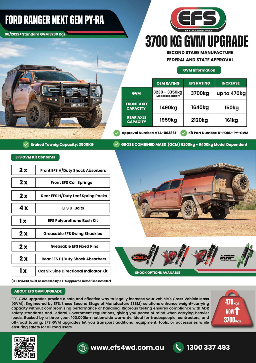 EFS 3700kg GVM Upgrade - Suits Ford Ranger Next Gen (06/2022+)