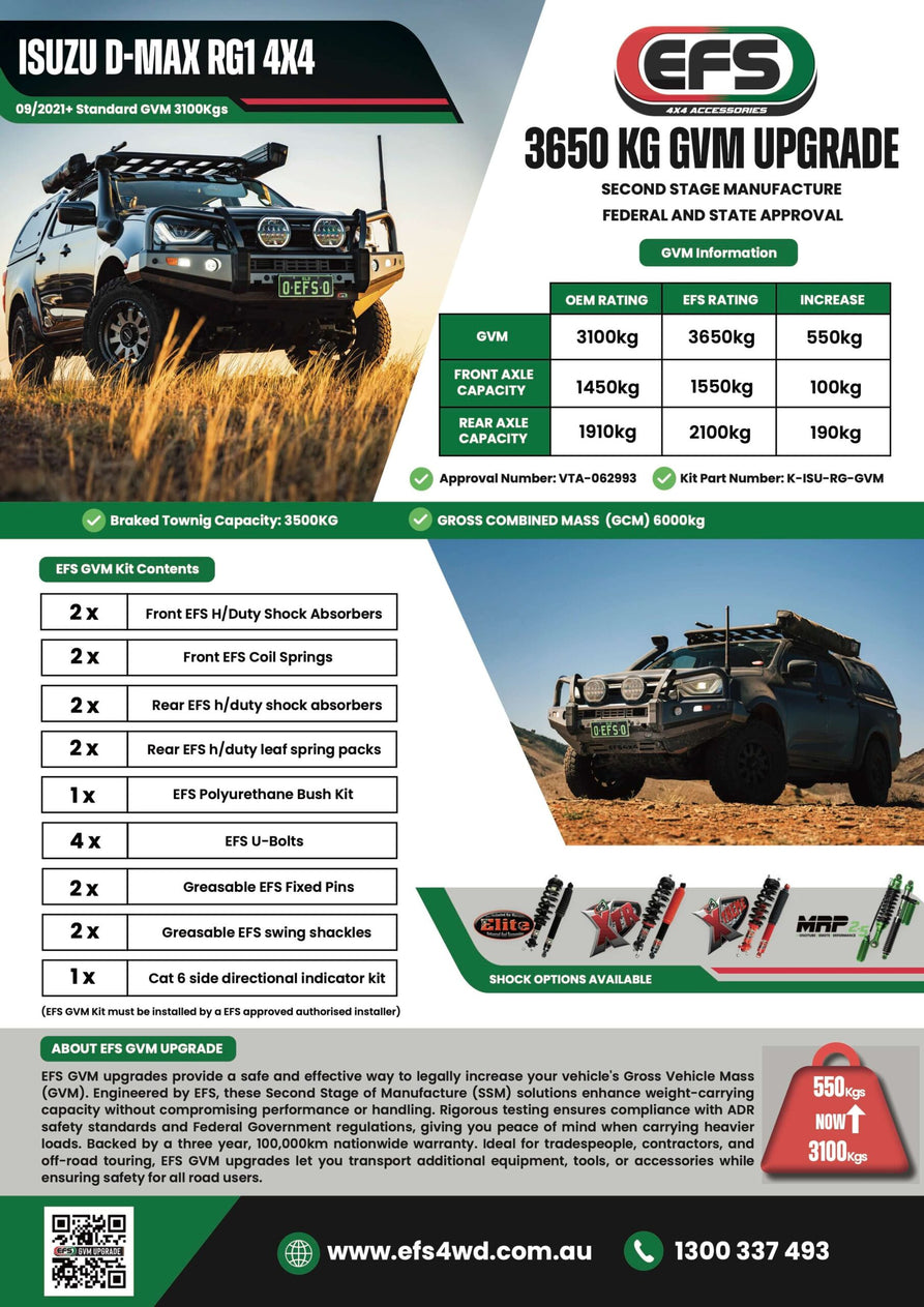 EFS 3650kg GVM Upgrade - Suits Isuzu D-Max RG (12/2021+)