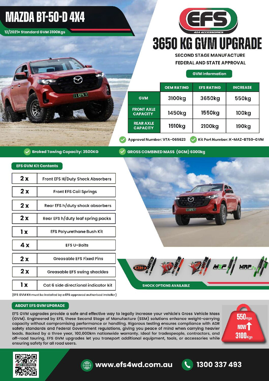 EFS 3650kg GVM Upgrade - Suits Mazda BT-50 TF (09/2021+)