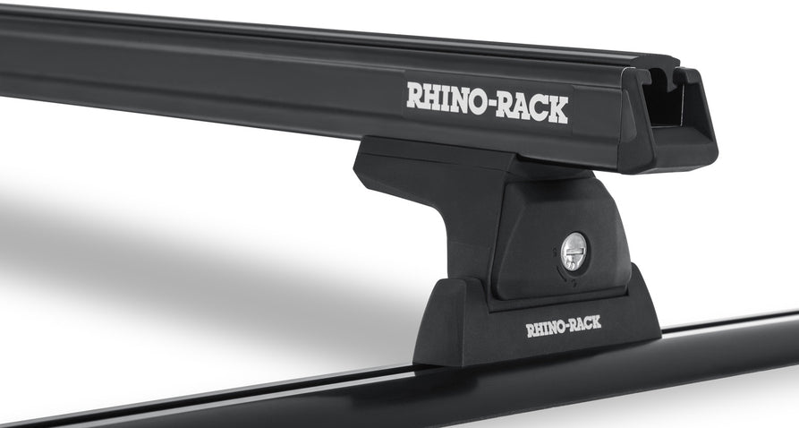 Rhino-Rack Heavy Duty RLT600 Trackmount Black 2 Bar Roof Rack for Holden Colorado & Isuzu D-Max Space Cab