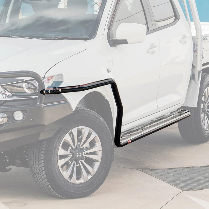 Land Cruiser 76 series 2007-Current 039BSR Side Step and Rail Package (Chrome Step Plate) (50mm Bull Bar)