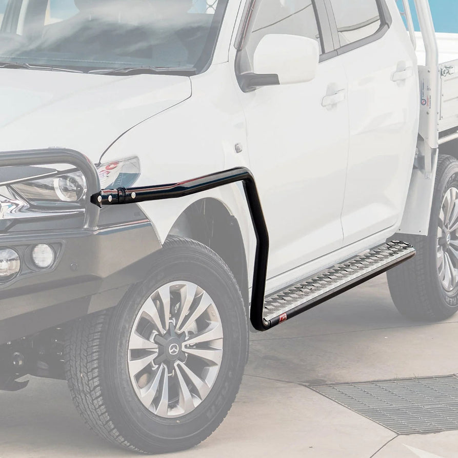 Land Cruiser 79 series 2007-Current 039BSR Side Step and Rail Package (Chrome Step Plate) (50mm Bull Bar)