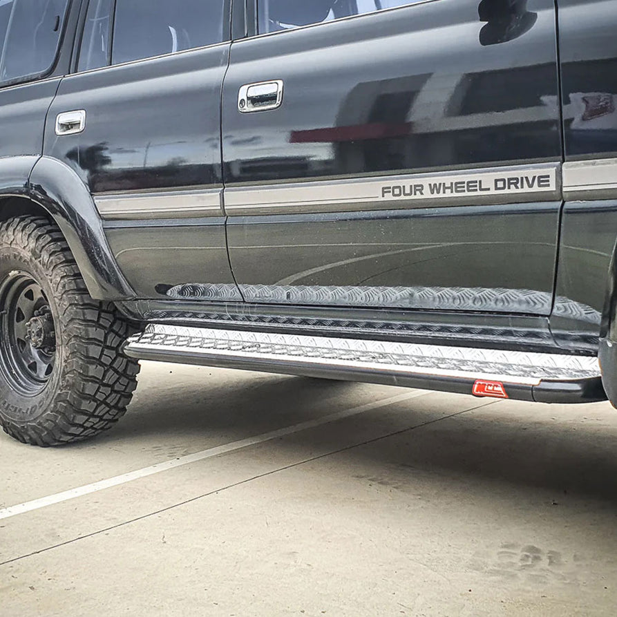 Land Cruiser 80 series 1990-1998 039BSR Side Step and Rail Package (Chrome Step Plate) (50mm Bull Bar)