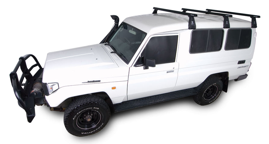 Rhino-Rack Heavy Duty RL210 Black 3 Bar Roof Rack for Toyota LandCruiser 75/77 Series, 78 Series and Sahara 60 Series 4×4
