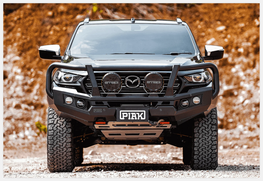 PIAK Genesis 4x4 Front Winch Loop Bumper Bull Bar with Grey Bash Plate for Mazda BT-50 2020+