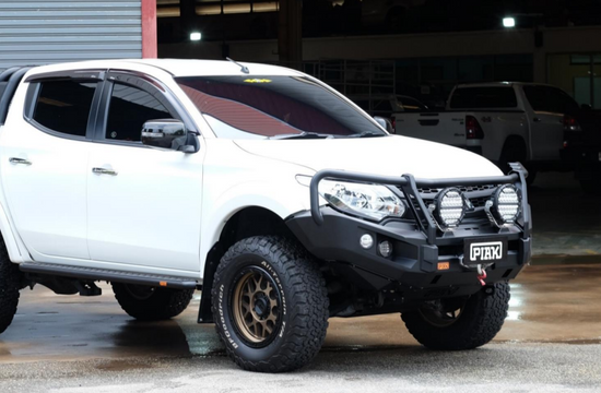 PIAK Elite 3-Loop Bull Bar for Mitsubishi Triton MQ with Orange Recovery Points