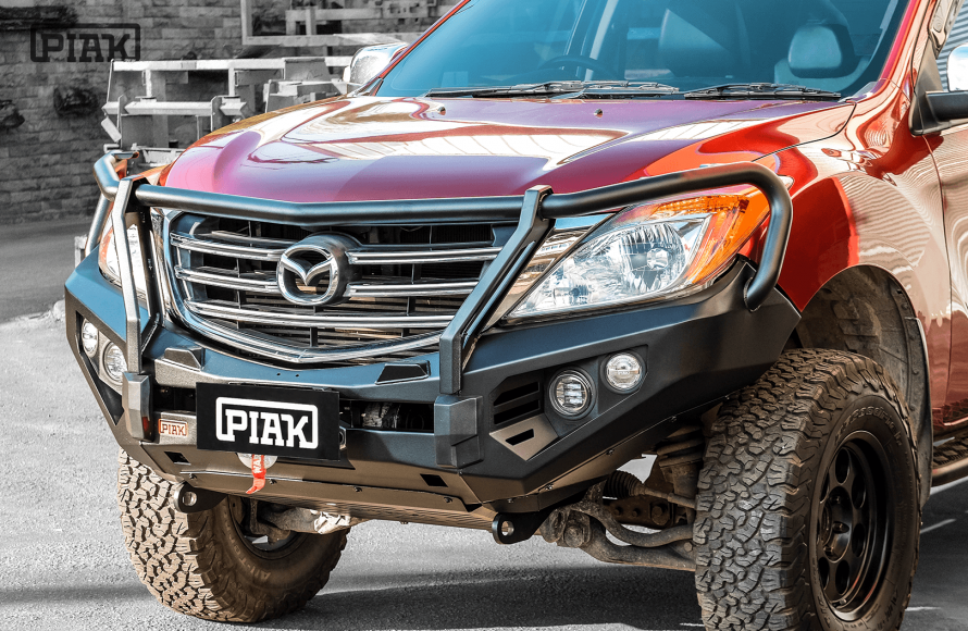 PIAK Elite 3-Loop Bull Bar for Mazda BT-50 (2011-2020) | Black Recovery & Orange Bash Plate