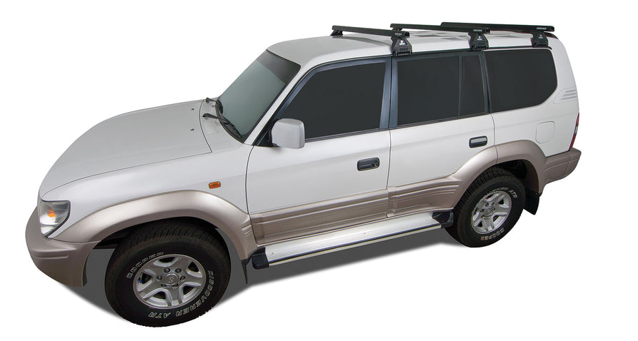 Rhino-Rack Heavy Duty RL110 Black 3 Bar Roof Rack for Toyota Prado 90 Series and LandCruiser 80 Series 4WD