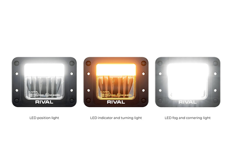 RIVAL LED Fog Light White-Amber DRL (Set of 2) for Front Bar