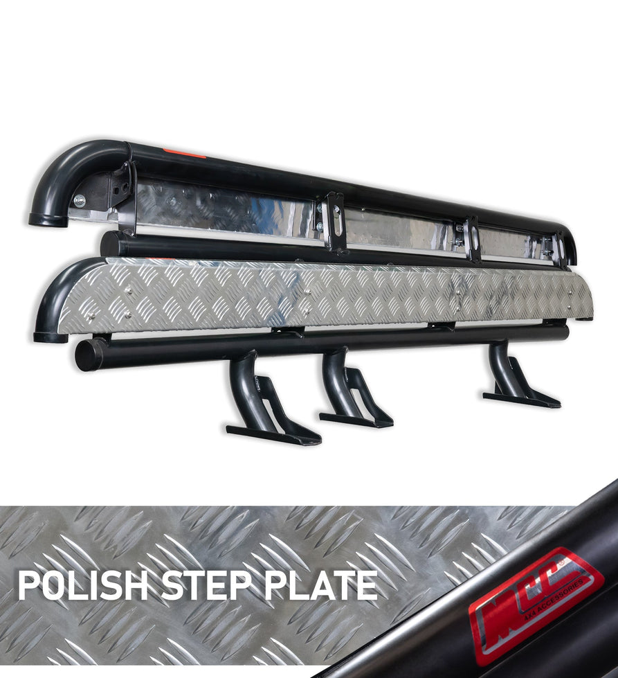 Land Cruiser 76s Series 2024-On - 309BS Side Step Package (Chrome Step Plate) - SKU MCC-01024-309BS76