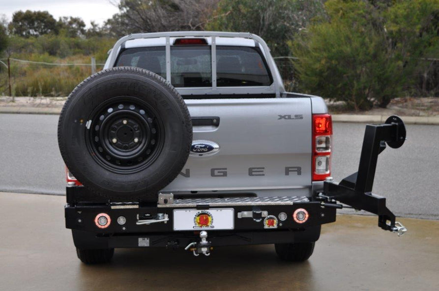 Twin Wheel Carrier Rear Bar (Complete) Suitable For Ford Ranger PX Dual cab 4WD with rear sensors 2011-2022 / Mazda BT50 Dual cab 4WD with sensors 2015-2020