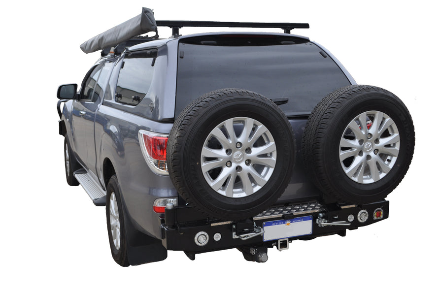Twin Wheel Carrier Rear Bar (Complete) Suitable For Ford Ranger PX Dual cab 4WD NO REAR SENSORS 2011-2015 / Mazda BT50 Dual cab 4WD NO REAR SENSORS 2011-2015