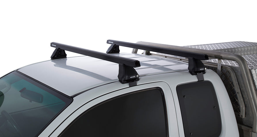 Rhino-Rack Heavy Duty 2500 Black 2 Bar Roof Rack – Toyota Hilux Gen 7 2dr Ute Extra Cab 4×4