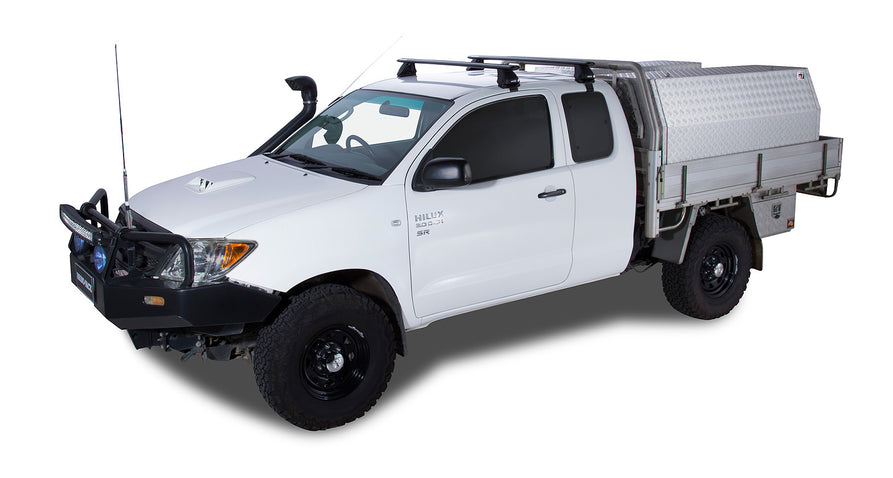 Rhino-Rack Vortex 2500 Black 2 Bar Roof Rack – Toyota Hilux Gen 7 2dr Ute Extra Cab 4×4