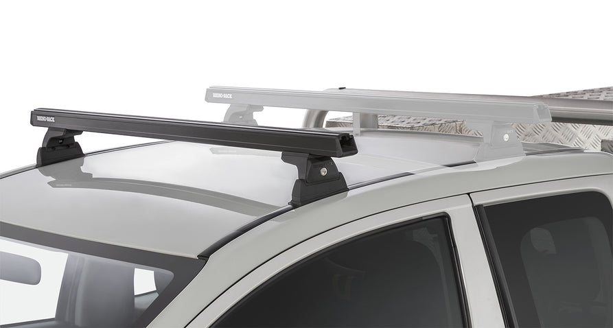 Rhino-Rack Heavy Duty RLT600 Ditch Mount Black 1 Bar Roof Rack (Front) for Mitsubishi Triton MQ/MR