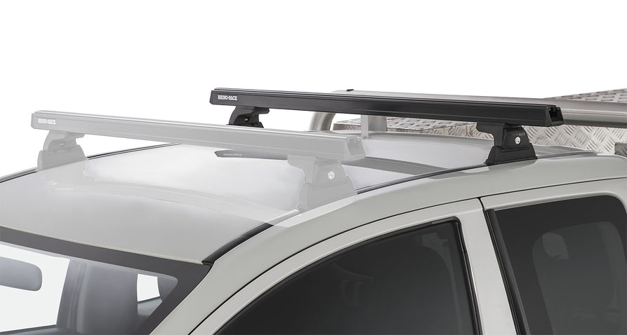 Rhino-Rack Heavy Duty RLT600 Ditch Mount Black 1 Bar Roof Rack (Rear) for Mitsubishi Triton MQ/MR