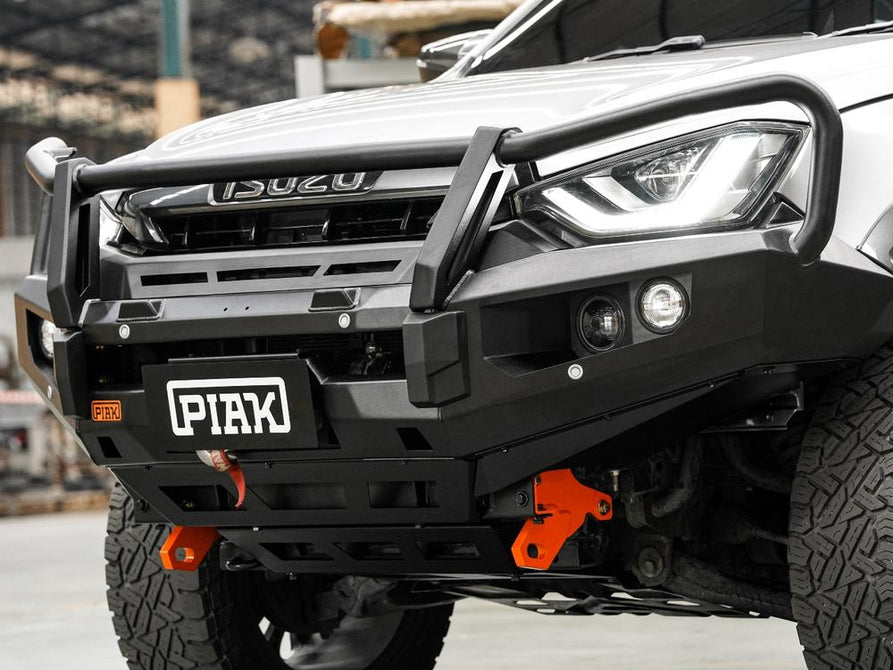 PIAK Elite 3-Loop Bull Bar for Isuzu D-Max (2020-2023) | Orange Recovery Points & Black Bash Plate