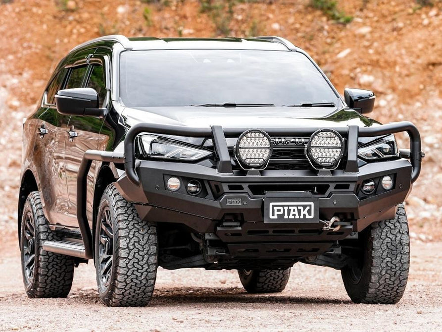PIAK Genesis 4x4 Loop Bumper Bull Bar with Black Bash Plate for Isuzu MU-X 2021+ | Black Recovery Points