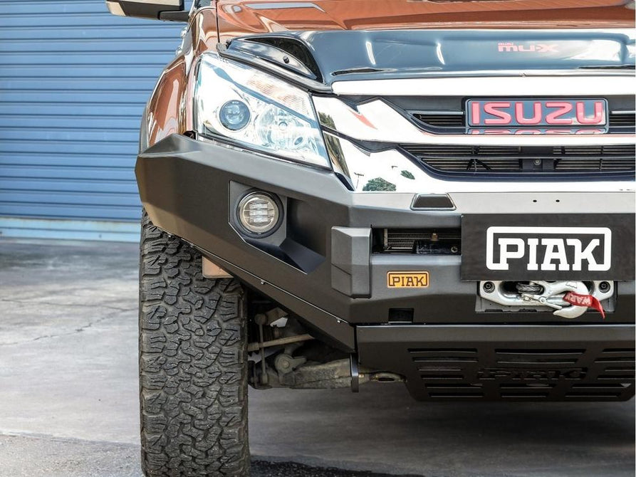 PIAK Elite Non Loop Bull Bar Black Recovery Points Bash Plate for Isuzu D-Max 2013 to 2016