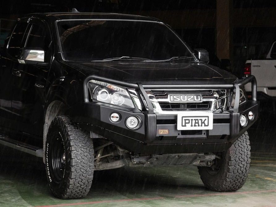 PIAK Premium 4x4 3-Loop Bull Bar | Black Recovery Points & Tough Bash Plate – Isuzu D-Max 2012-2016