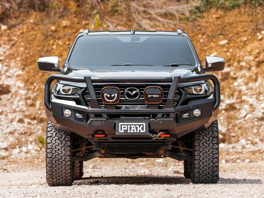 PIAK Genesis 4x4 Front Winch Loop Bumper Bull Bar with Black Bash Plate for Mazda BT-50 2020+