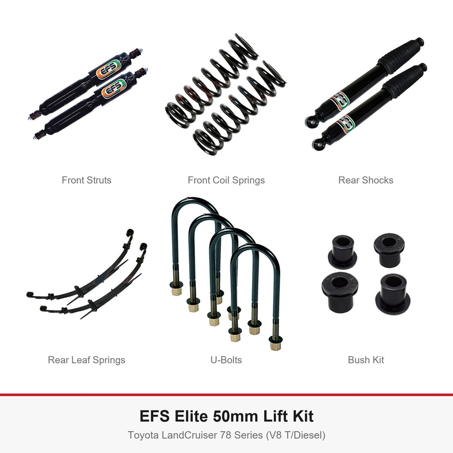 EFS Elite 50mm Lift Kit - Suits Toyota LandCruiser 78 Series (V8 T/Diesel)