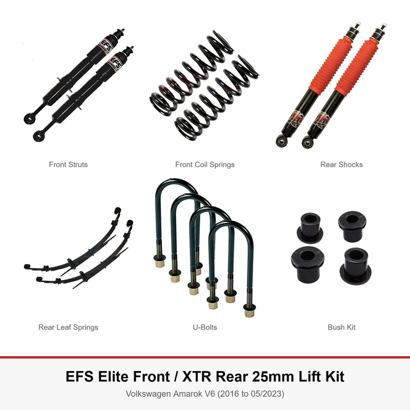 EFS Elite Front / XTR Rear 25mm Lift Kit - Suitable For Volkswagen Amarok V6 (2016 to 05/2023)