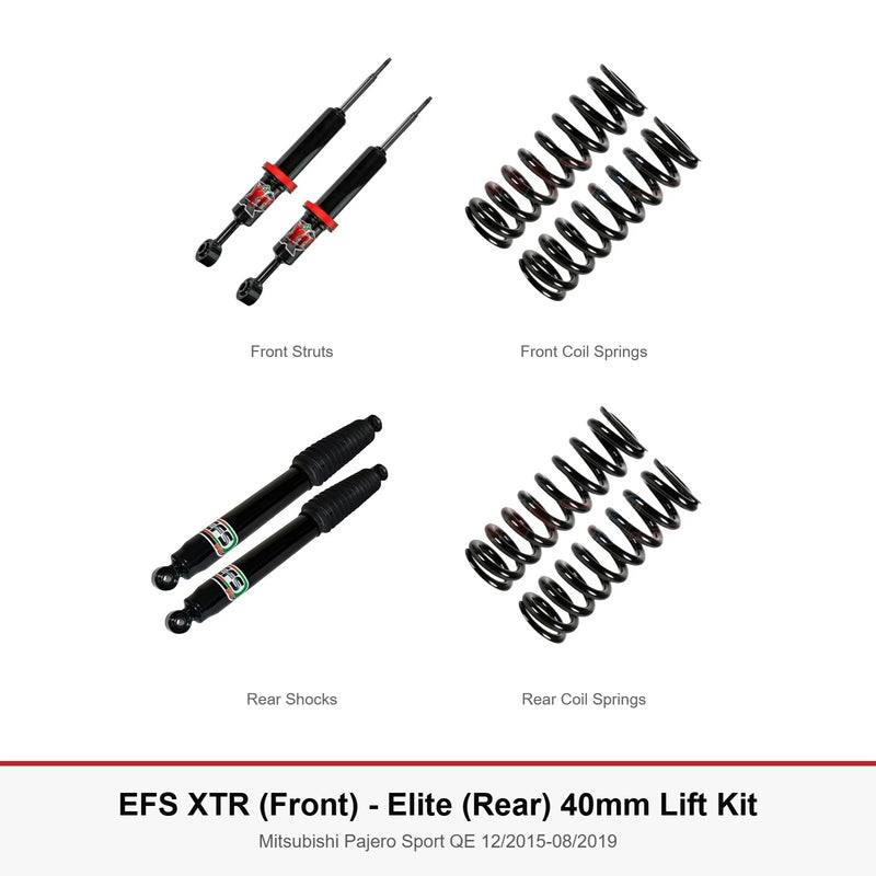EFS XTR (Front) - Elite (Rear) 40mm Lift Kit - Suitable For Mitsubishi Pajero Sport (QE 12/2015-08/2019)