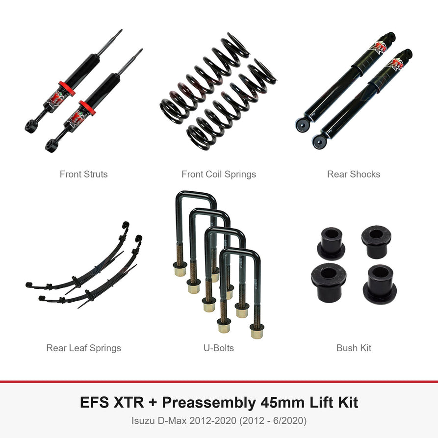 EFS XTR + Preassembly 45mm Lift Kit - Suits Isuzu D-Max 2012-2020 (2012 - 6/2020)